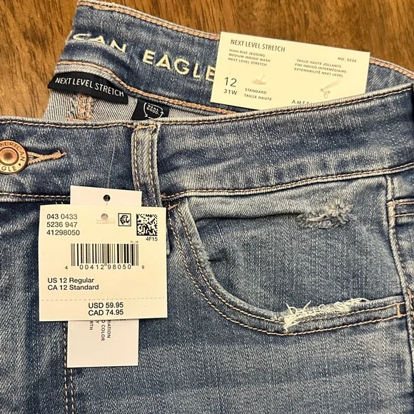 American Eagle Outfitters Ripped Blue Jeans - Picture 2 of 9